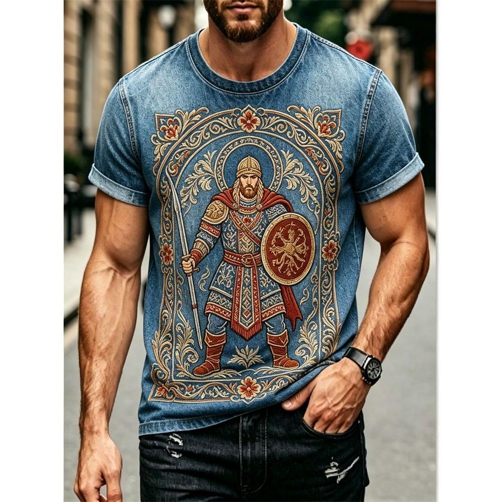 Summer Russian Ethnic Style 3D Print T-Shirts Men
