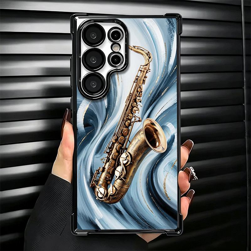 Saxophone Instrument Music Plating Phone Case For Samsung Galaxy S24 S25 FE S26 Edge S23 Ultra S22 S21 Plus S20 Anti-Fall Airaba