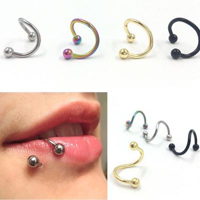 Stainless Steel S-shaped Stud Earrings Color Nose Stud Special-shaped Titanium Steel Lip Stud Body Piercing Jewelry
