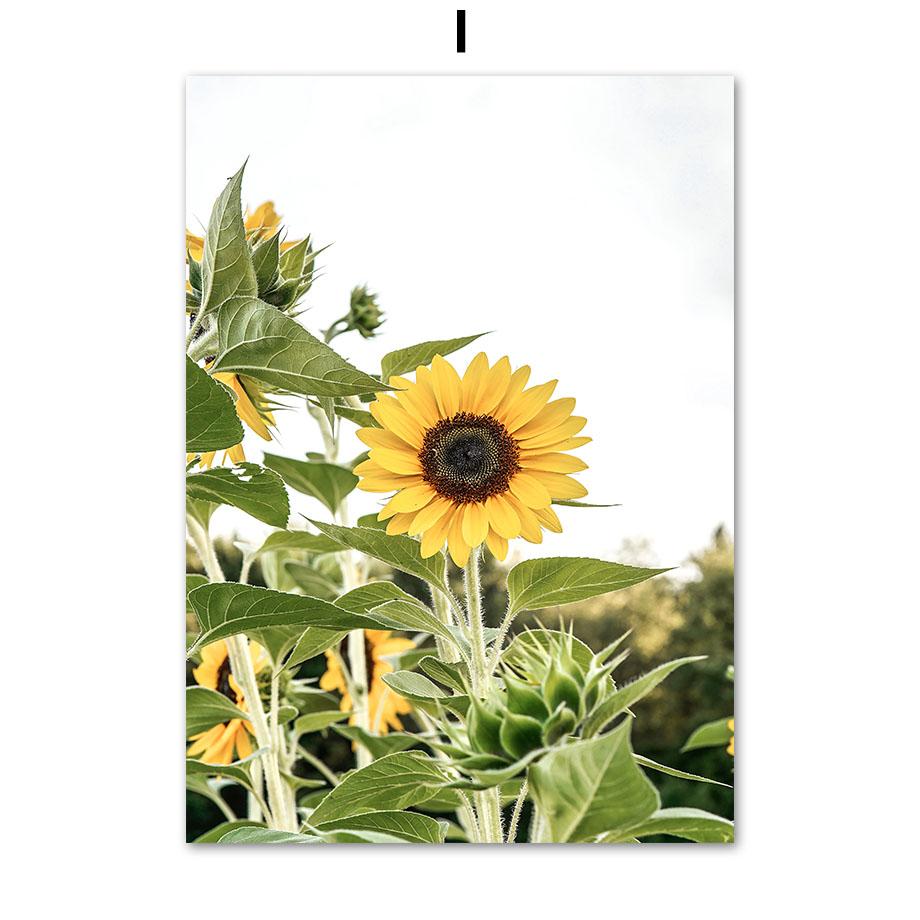 Green Tree Mountain River Boat Sunflower Wall Art Canvas Painting Nordic Posters And Prints Wall Pictures For Living Room Decor