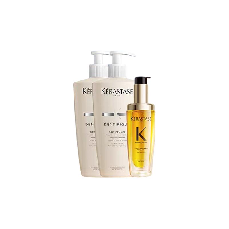 Kerastase toiletry set Revitalizing and volumizing shampoo, fairy Three-piece set: Volumizing Shampoo 500ml*2 + Camellia Hair Care Essential Oil 75ml