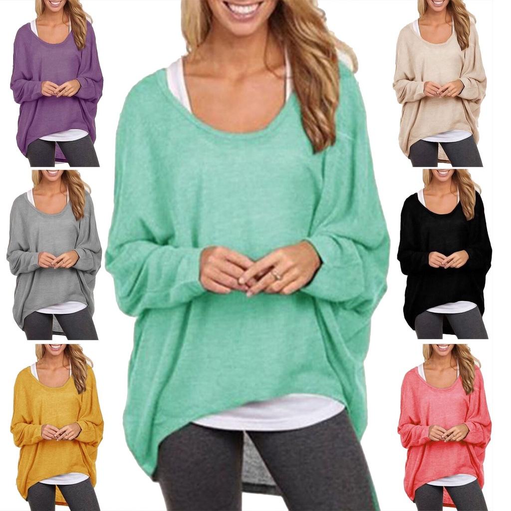Elegant Women Plus Size Long Sleeve Pullover T-shirt With Loose Baggy Casual Fit