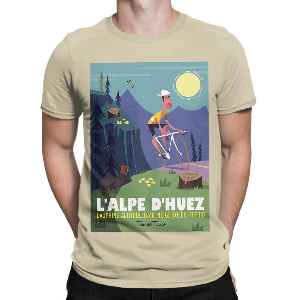 Alpe Cycling Poster Graphic 100 Cotton Tshirt Cycling Poster Tops Tees For Unisex