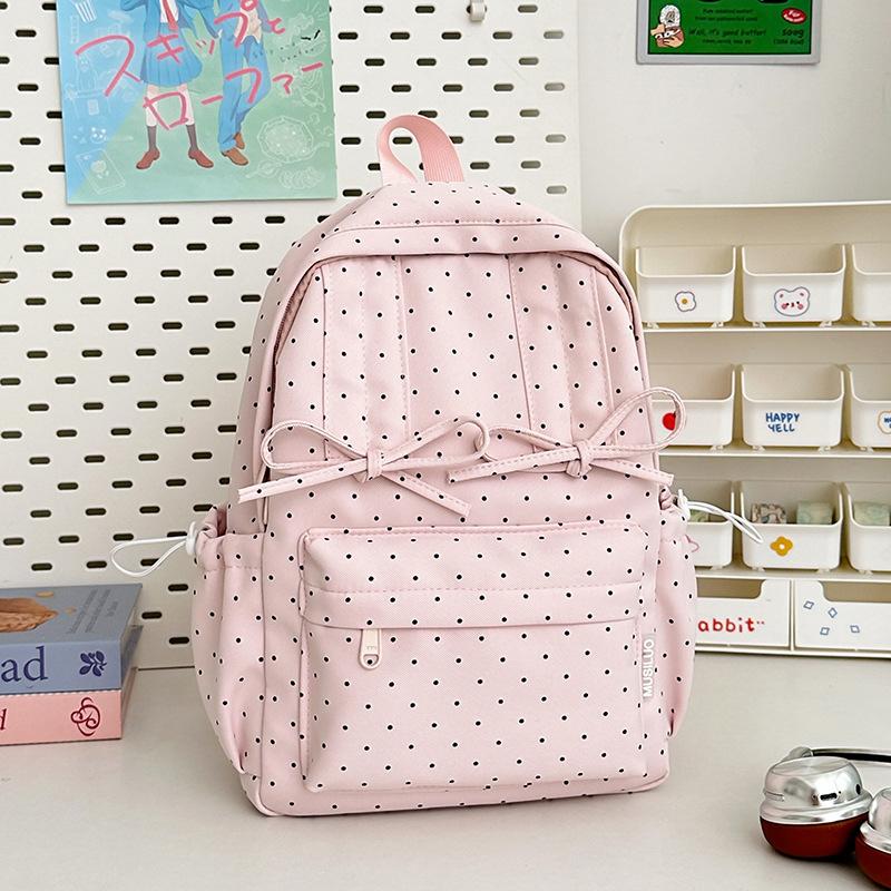 Polo Dot Printed Backpack Women's Large Capacity Backpack Student Schoolbag