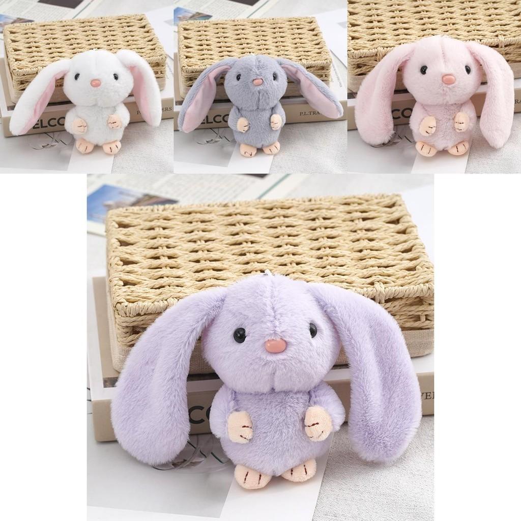 Adorable Long-eared Bunny Plush Keychain Soft Stuffed Rabbit Toy Crystal Velvet
