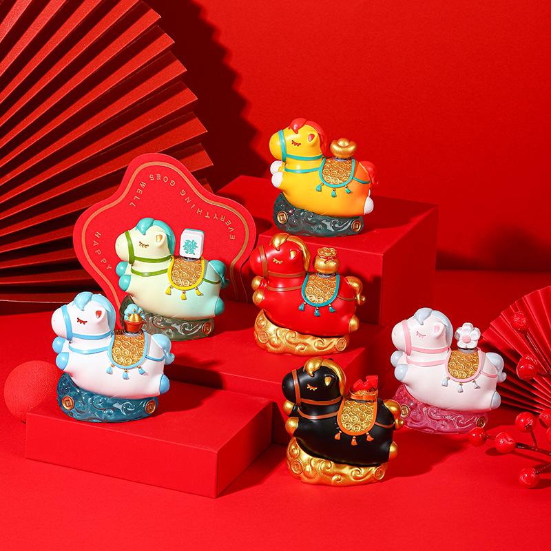 Xianci Year of the Horse Wealth Figurine - Luoyang Cultural Souvenir for Office or Desktop