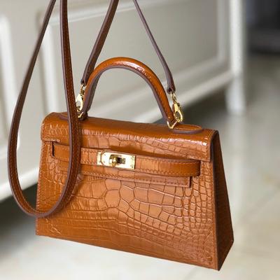 Hochwertige Krokodilmuster-Mini-Kelli-Tasche, Mini Kelli zweite Generation, tragbare Schulter-Crossbody-Mini-Ledertasche für Damen