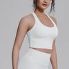 Solid Color Racer Shape Back Tight Breathable Sports Bra Running Fitness Yoga Wear Vest Top For Women