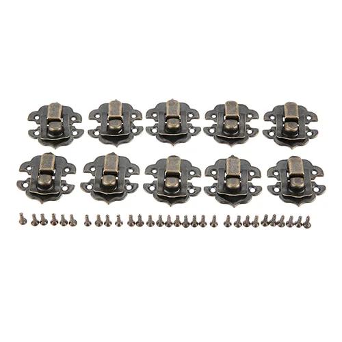 

DRELD 10Pcs 30*30mm Antique Jewelry Box Padlock Hasp Locked Wooden Wine Gift Box Handbag Buckle Hardware Accessories with Screws