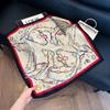 Silk scarf women's spring and autumn decoration versatile ins simple style striped square scarf streamer simulation silk fashion scarf scarf scarf