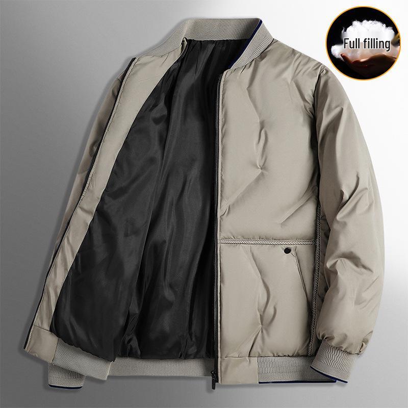

Men s Lightweight Down Jacket - Short, Business Casual Baseball Collar for Middle-Aged Dads L (100-120 Jin recommended)