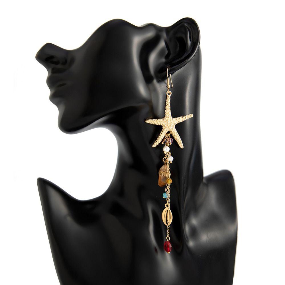 Beads Starfish Stud Earrings Tassel Beach Marine Style Earrings Jellyfish Drop Earrings Party