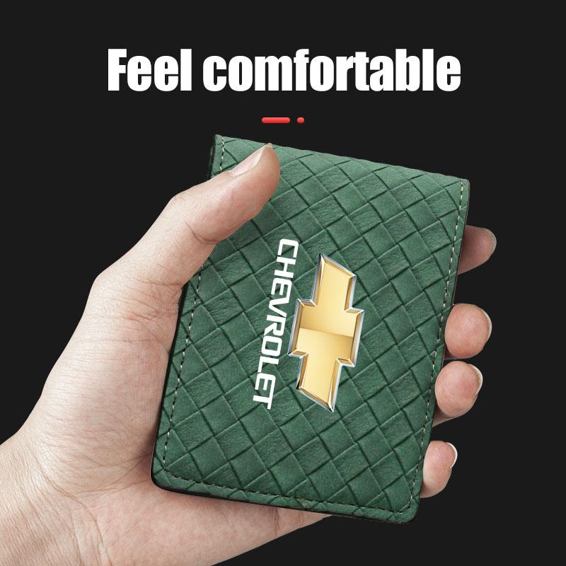 Suede Car Driving Documents Cover Auto Emblem Card Bag For Chevrolet Cruze Sonic Silverado Trax Camaro Captiva Equinox Lacetti