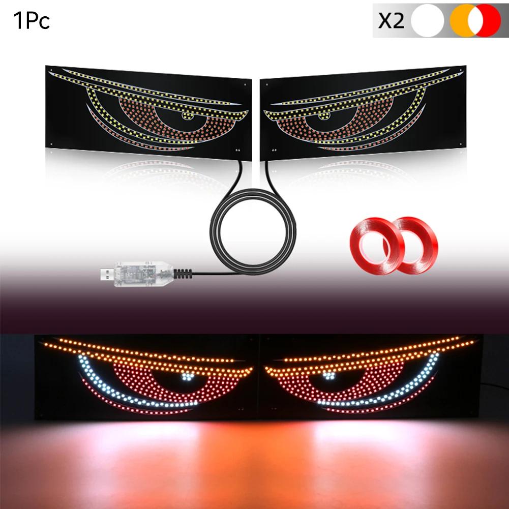 Universal LED Devil's Eye Light Car Front Rear Window Warning Light Red Devil Eye Atmosphere Light Driving Safety Lamp 2Pcs/set