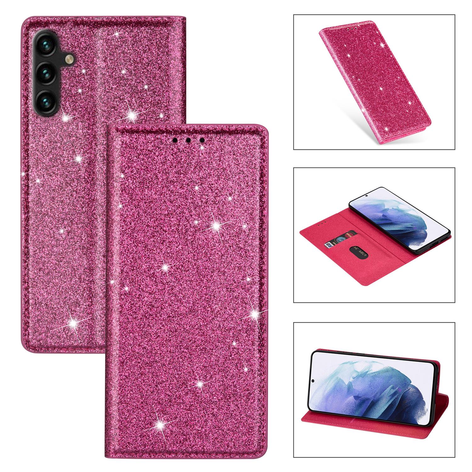 

For Samsung Galaxy A37 5G Case Glittery PU Leather + TPU Card Slot Phone Cover