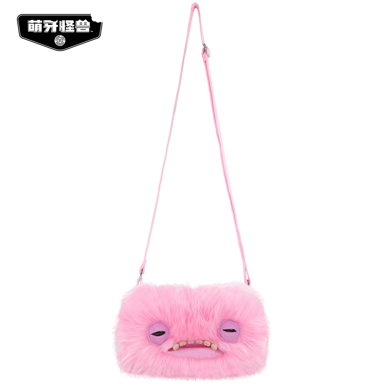 Quirky Wide Eyed Plush Doll Crossbody Bag Black Button Shoulder Purse Unique Birthday Gift