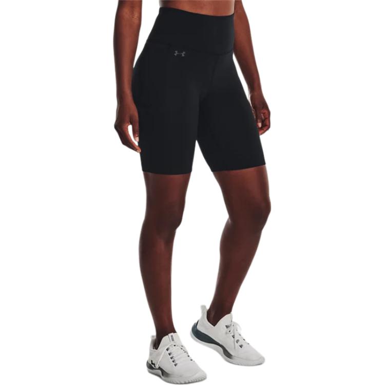 Under Armour UA Motion Logolu Baskılı Yüksek Bel Dar Kesim Günlük Şort Kadın şort Siyah 1377088-001