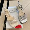 Fashion Hot Selling 2025 New Fashion Square Head Women Sandals Exquisite Bowknot Decoration Sandalias Elegant Banquet  Ladies High Heels