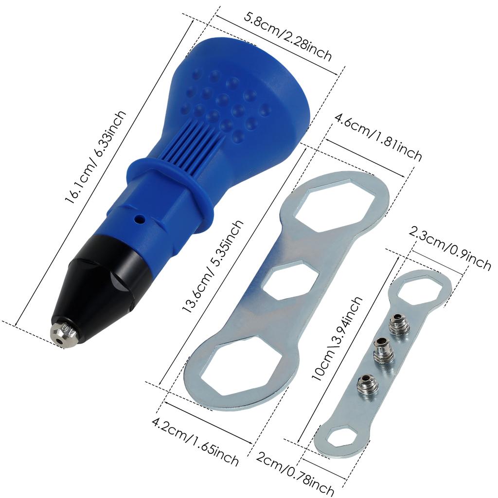 Elektrisk Popnit-omvandlingsadapter Elektrisk Nitmutternyckel Sladdlös nitverktyg Lågt ljud 360° Spikfångande design