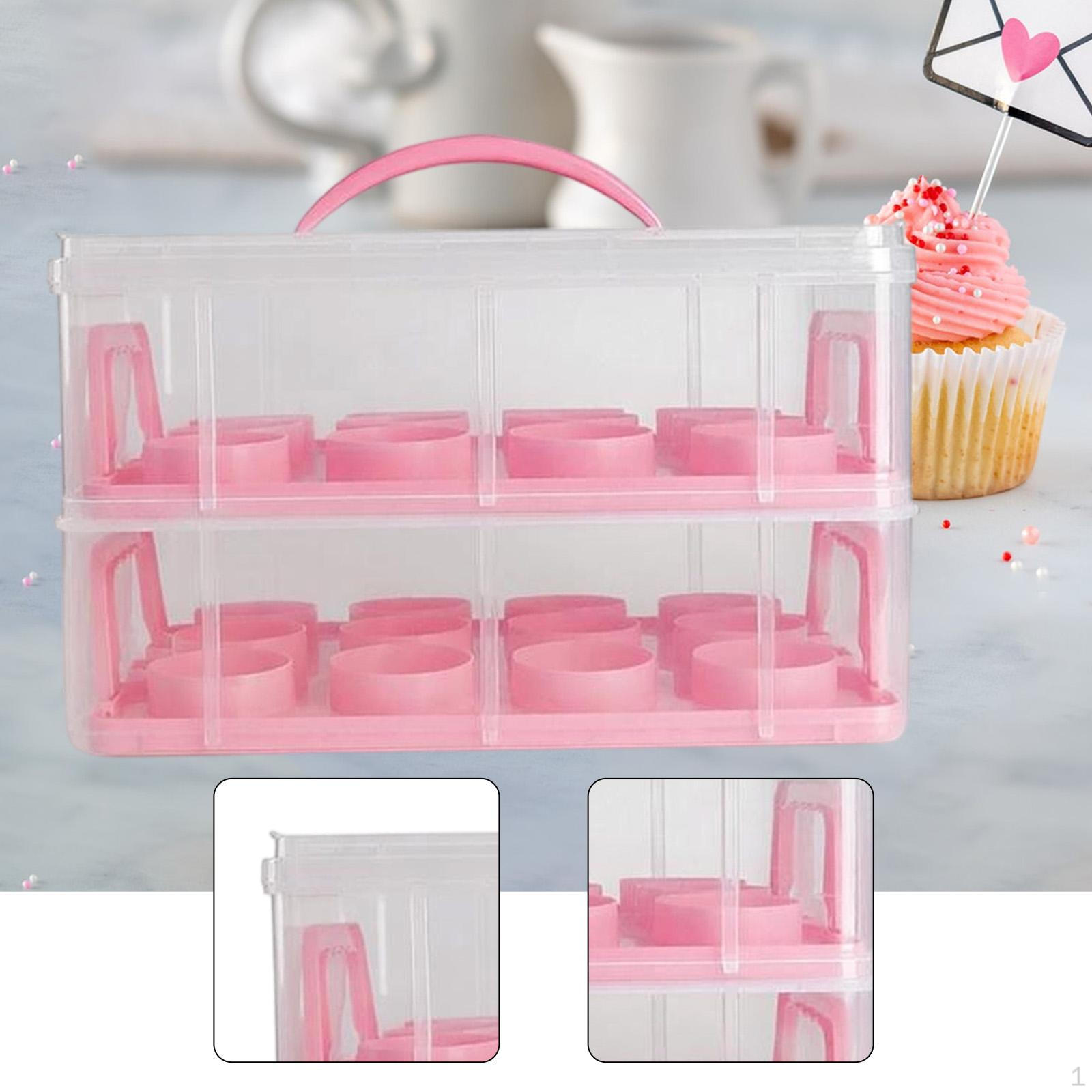 

24-compartment Cake Box, Lightweight, 2-tier, for Storing Cakes, Ideal Cafes And Homes. рожевий