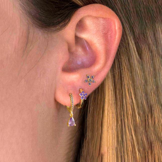 3-Piece Rhinestone Floral Water Drop Earrings & Ear Cuff Set for Women