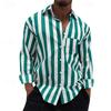 Men's Hot Selling Striped Shirts, Pocket Printed Lapel Shirts, Holiday Fashion Business Casual High-Quality Men's Shirts