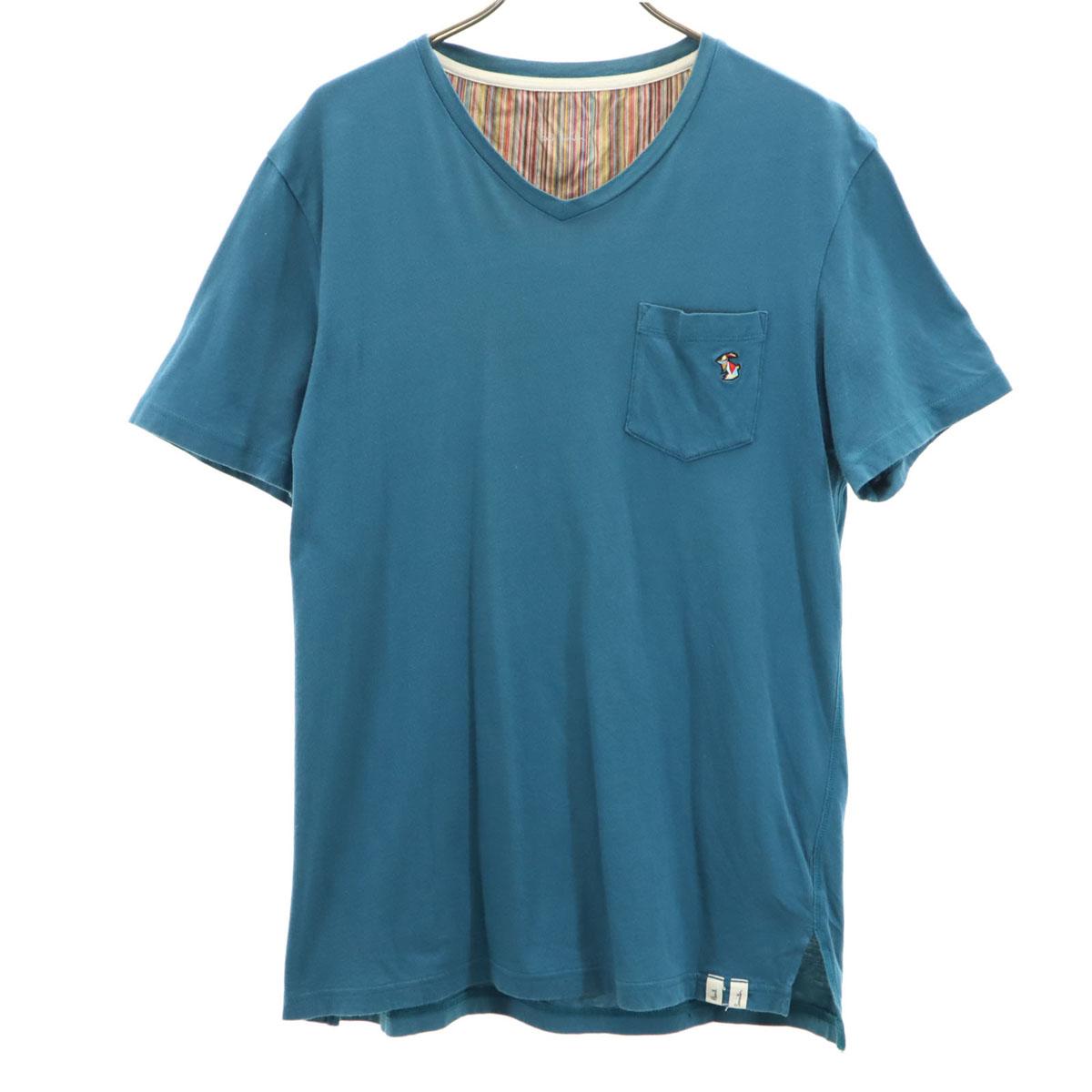 

Paul Smith Short sleeve V neck T-shirt L Blue-green Poke T Men s Used