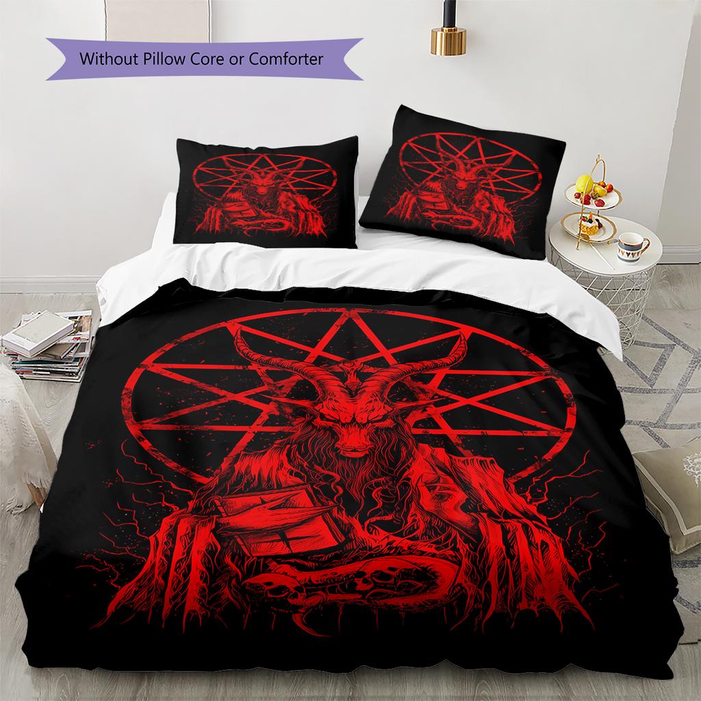 Baphomet Pattern Bedding,Quilt Set Quilt Cover Pillowcase Home Birthday Gift (1 * Duvet Cover + 2 * Pillowcase, Without Core)