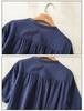 Japanese Style Blue Plaid Cotton Linen Shirt Dress for Women - Summer Short Sleeve Long Layered Design