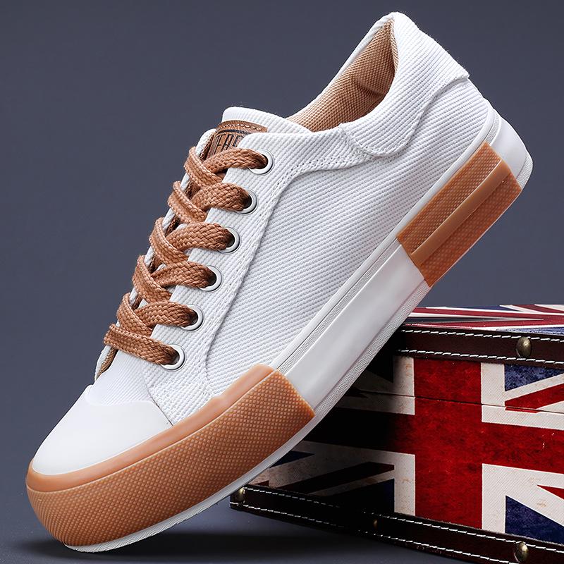 2026 Spring Men's Korean Style Casual Canvas Shoes - Versatile, Trendy, Flat Bottom, Low Top Board Shoes