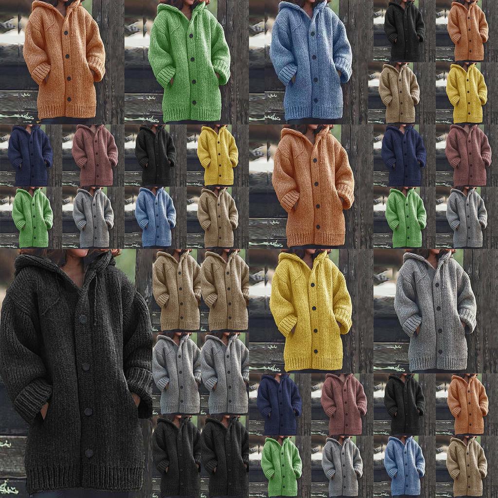 Super Cozy Plus Size Womens Hooded Knitted Cardigans Jumper Sweater Winter Jacket