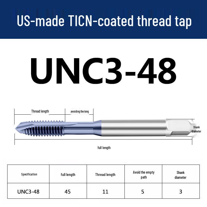Jundingying TICN Coated UNC 3-48 Spiral Point Machine Tap
