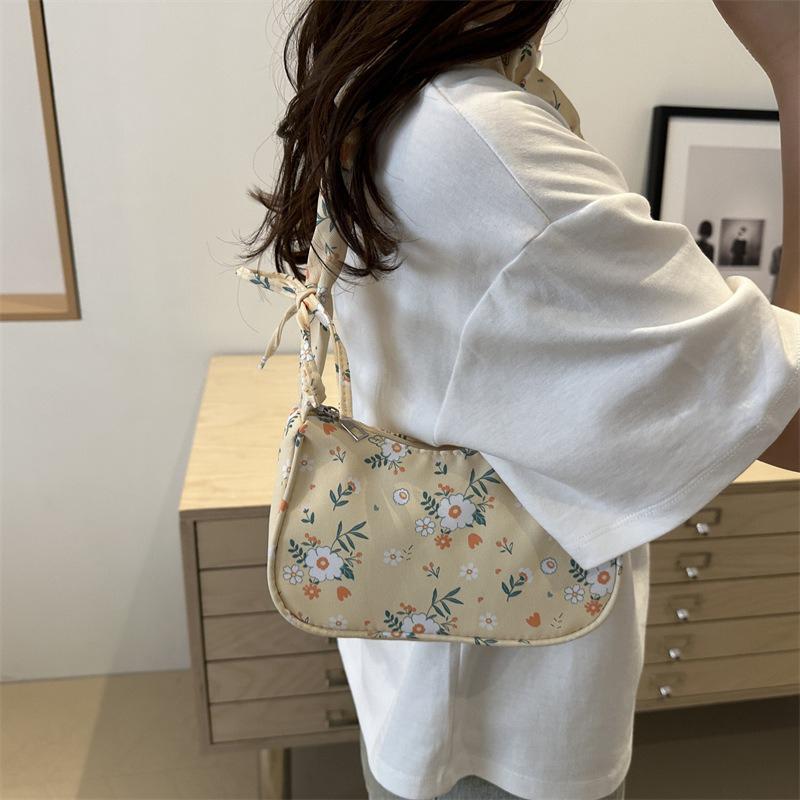 Floral Minimalist Underarm Bag, Cross-border New Single-shoulder Bag, Japanese Sweet Country Style Handbag, Small Bag, Nyl Bag