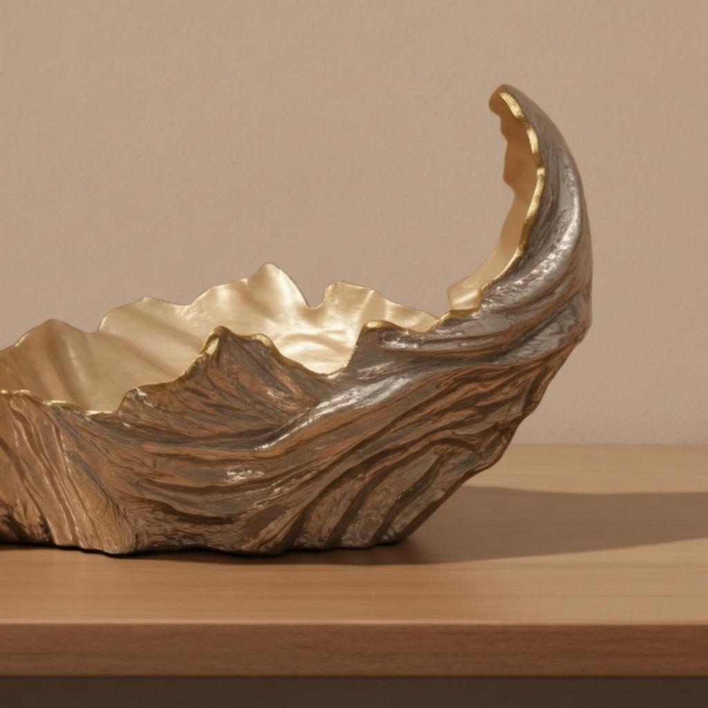 Sculptural Decorative Bowl with Enamel Finish Multifunctional Aluminum Fruit