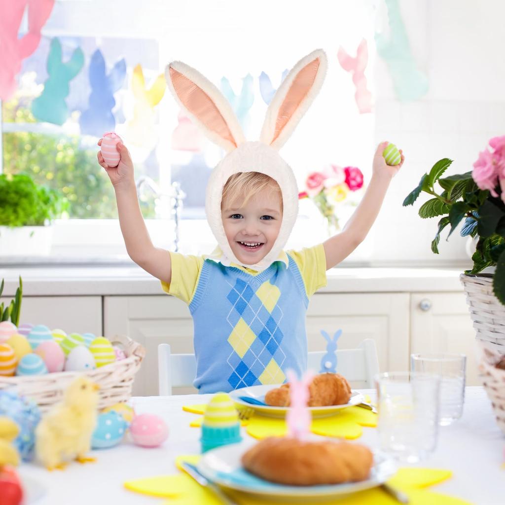 VANZACK Rabbit Headgear, Plush Bunny Hat, White, Fluffy, Cosplay Costume, Easter, Halloween, Parties, Events, Banquets, Entertainment, Photo Props,