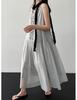 Johnature French Clear Fungus Edge A-line Korean Casual Loose Dresses Women Summer Sweet V-neck Sleeveless Dress
