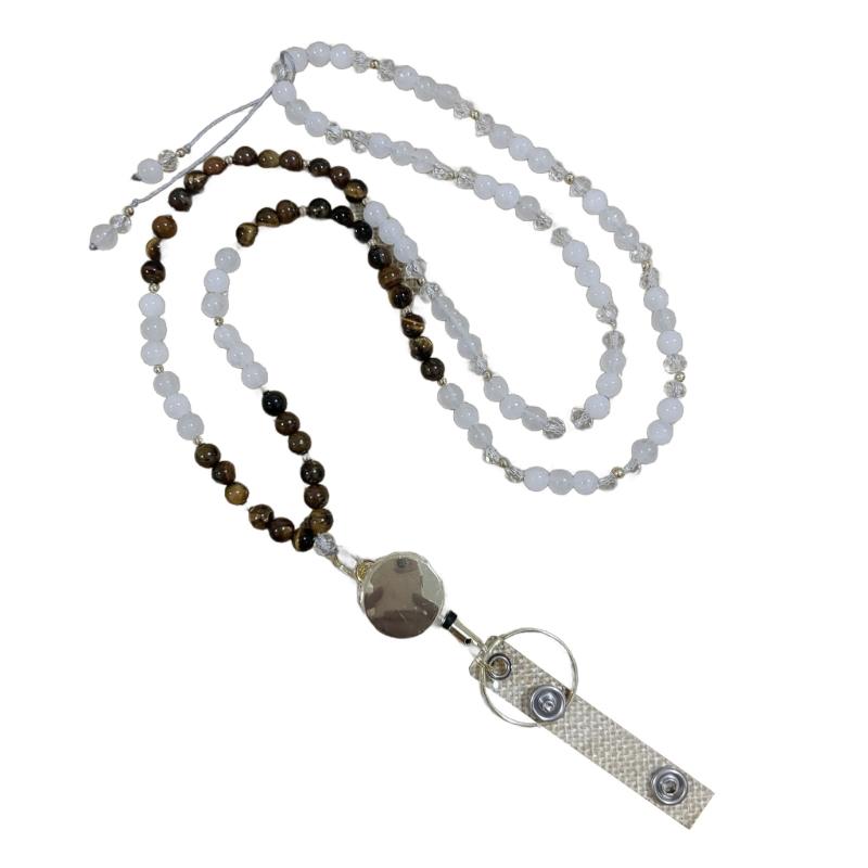 

Accessories Lanyards For Key And Badge Holder Natural Stone Beads Necklace Retractable Lanyard Eyeglass Holder Lanyard