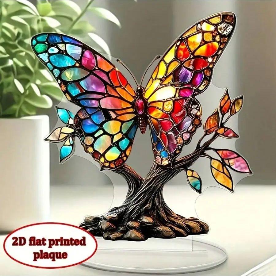 1 PIEZA Mariposa de Vidrio Colorido y Decoración Árbol de la Vida Exclusivo Día de San Valentín Decoración Hogar Oficina Adorno de Moda