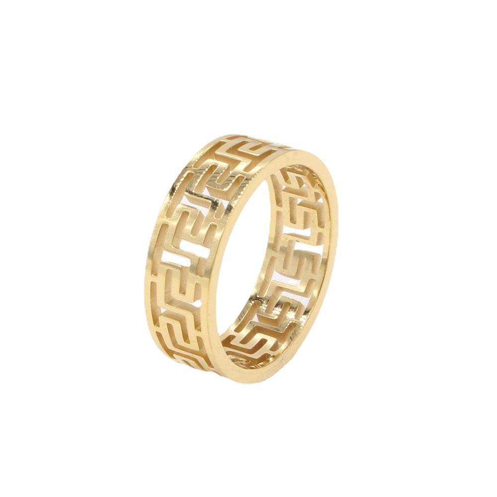 2026 Jewelry, European and American Fashion Simple Great Wall Pattern Men's Jewelry Accessories Ring Ring