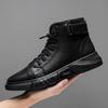 Men's Boots Black Genuine Leather Business Short Boots New Winter  British Fashion Plush Flat Shoes Trend Casual Shoes Soft