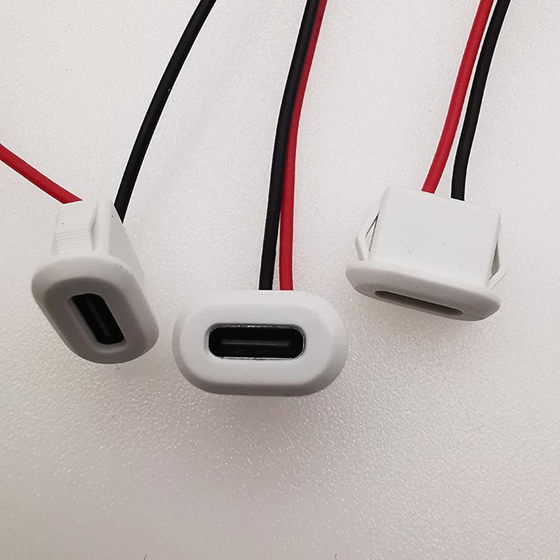 2 Pin USB-C Type Waterproof USB Connector Direct Compression Female Base Female Socket Charging Interface-Homeclub