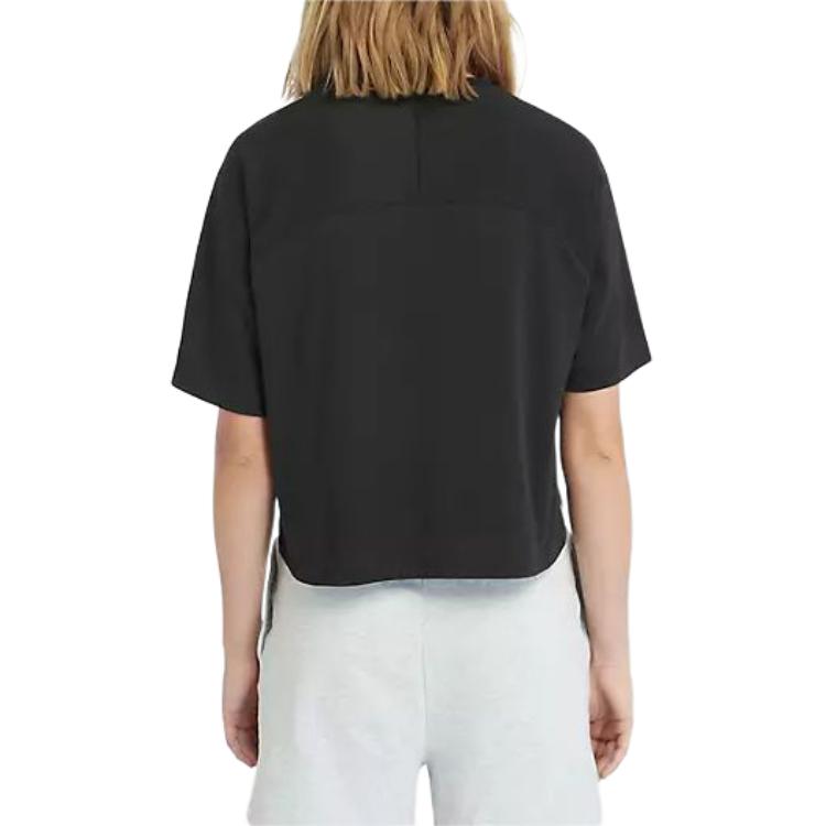 Timberland Logo Print Short Sleeve Raglan Neck Loose T-Shirt Women Tops Black A5VBY001