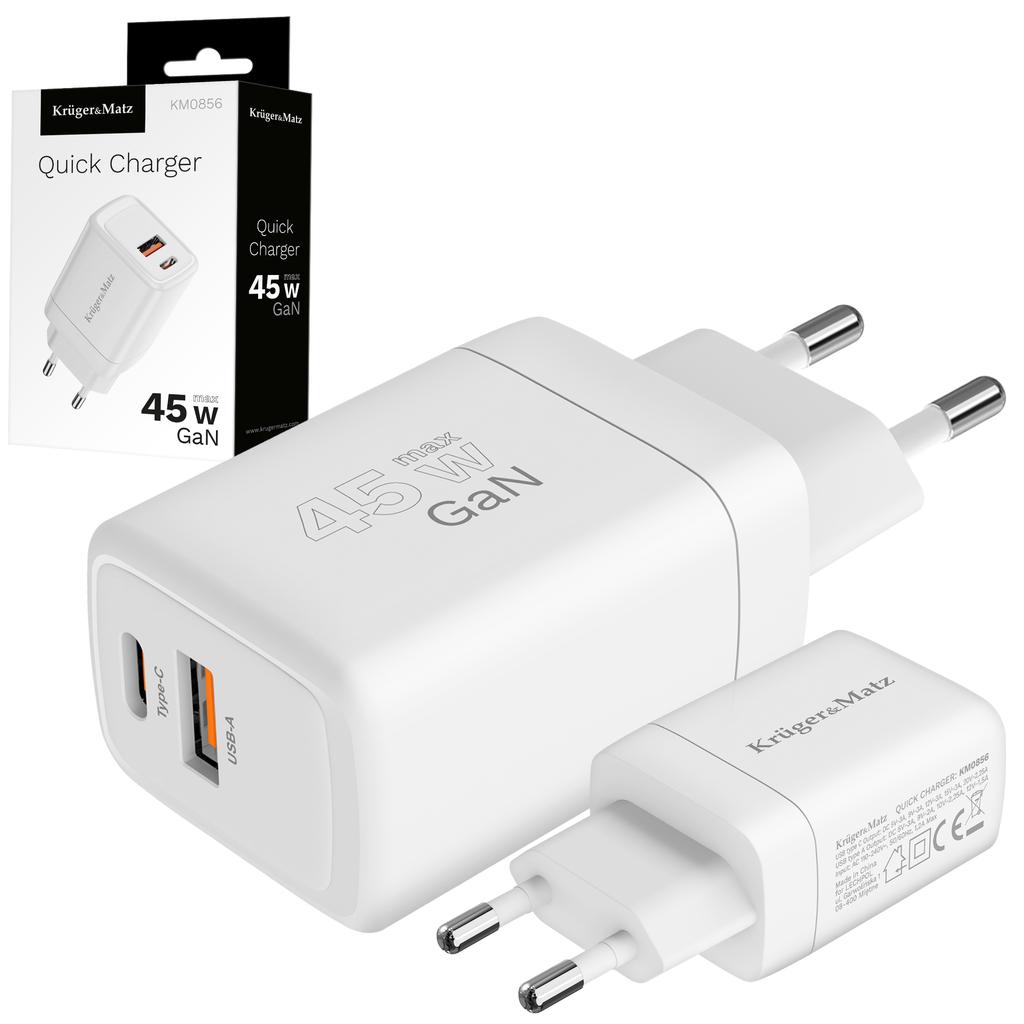 GAN 45W Power Delivery Szybkie ładowanie Kruger&Matz Szybka ładowarka