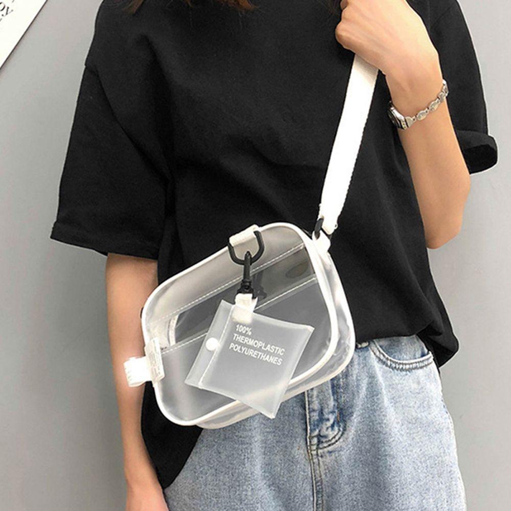 PVC Wide Straps Bag Handbag Korean Style Bag Women Shoulder Backpack Transparent Bags Crossbody Bag