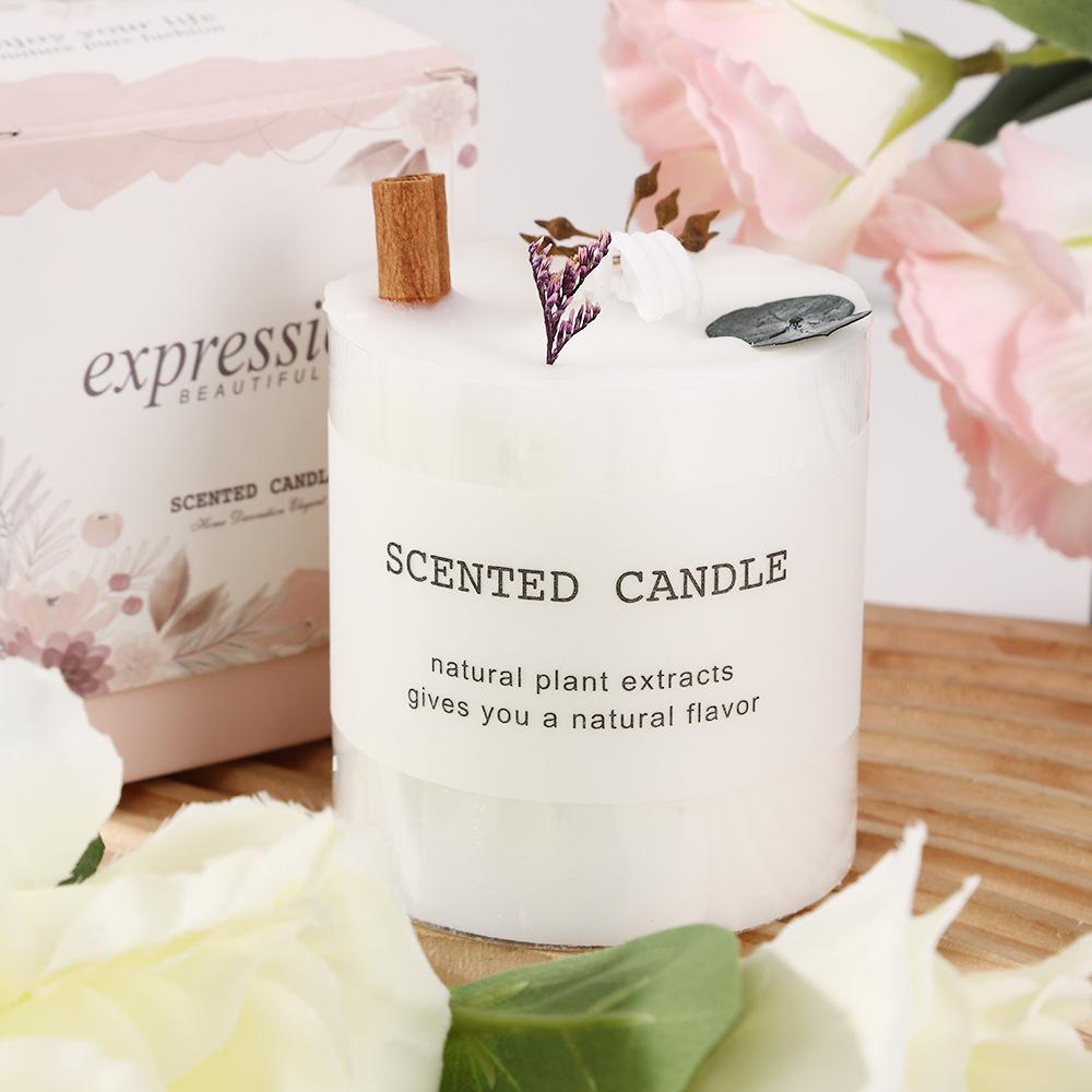 

Креативные ароматические свечи из сухоцветов ручной работы для дома без романтического аромата, подарочные столбики, восковые украшения 7 * 7.5 Blue Wind Chimes