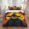 3pcs Pumpkin Witch Bedding Set - 1 Duvet Cover + 2 Pillowcases(Core Not Included), Machine Washable Polyester Yy251216169