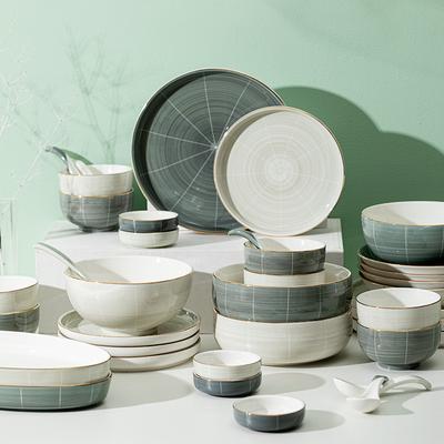 Conjunto de Tigelas, Pratos e Louças Nórdicas Sean, Sangmo, Pratos Cerâmicos Domésticos, Sopa, Hashis e Pratos, Caixa de Presente de Luxo Leve.