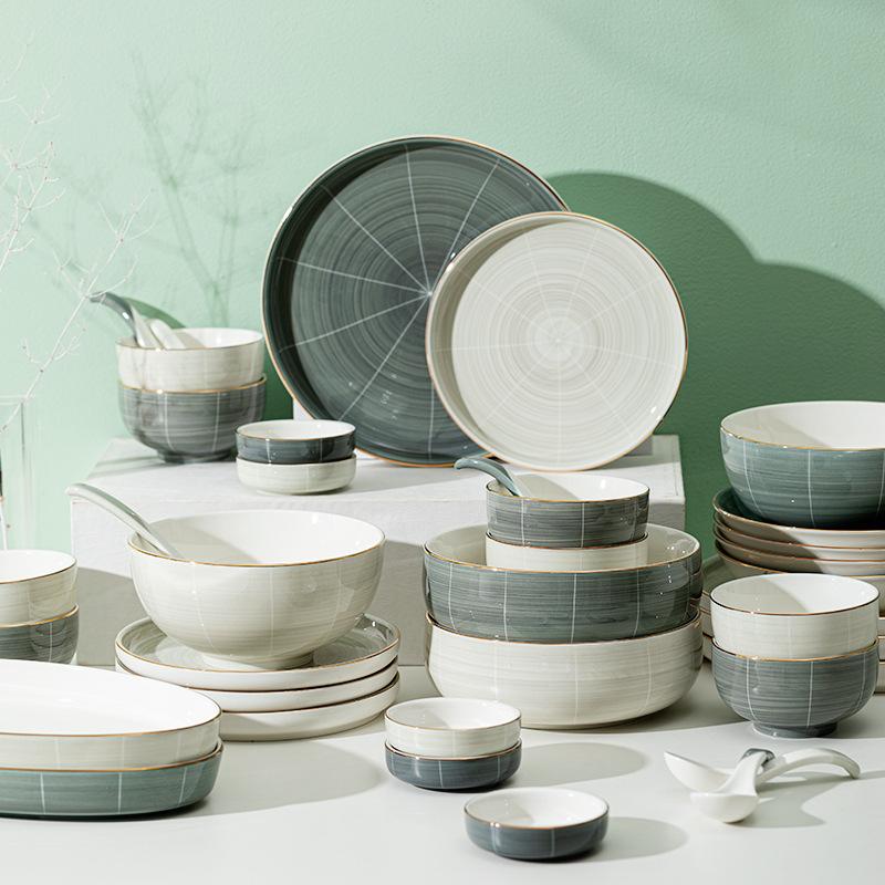 Sean, Nordic Phnom Penh Light Luxury Tableware Bowl Set Household Ceramic Dishes And Chopsticks Combination Gift
