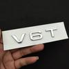 AAWC1 3D Chrome Glossy Black ABS V6T Logo Number Letters Car Fender V6 T Emblem Badge Decal compatible compatible for A6 C7 A4 S5 S4 V6T Sti