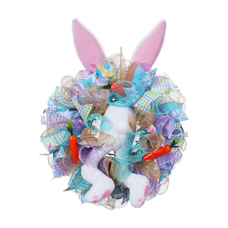 

Pink/Blue Easter Rabbit Flower Hoop Charm Delightful Rabbit Flower Hoop Beautifully Crafted Easter Rabbit Door Ornament